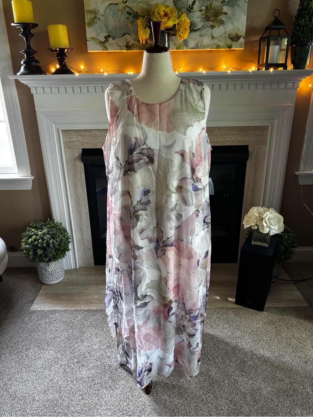 *NEW*  Vince Camuto Sheer Lined Floral Dress - Size: 3X